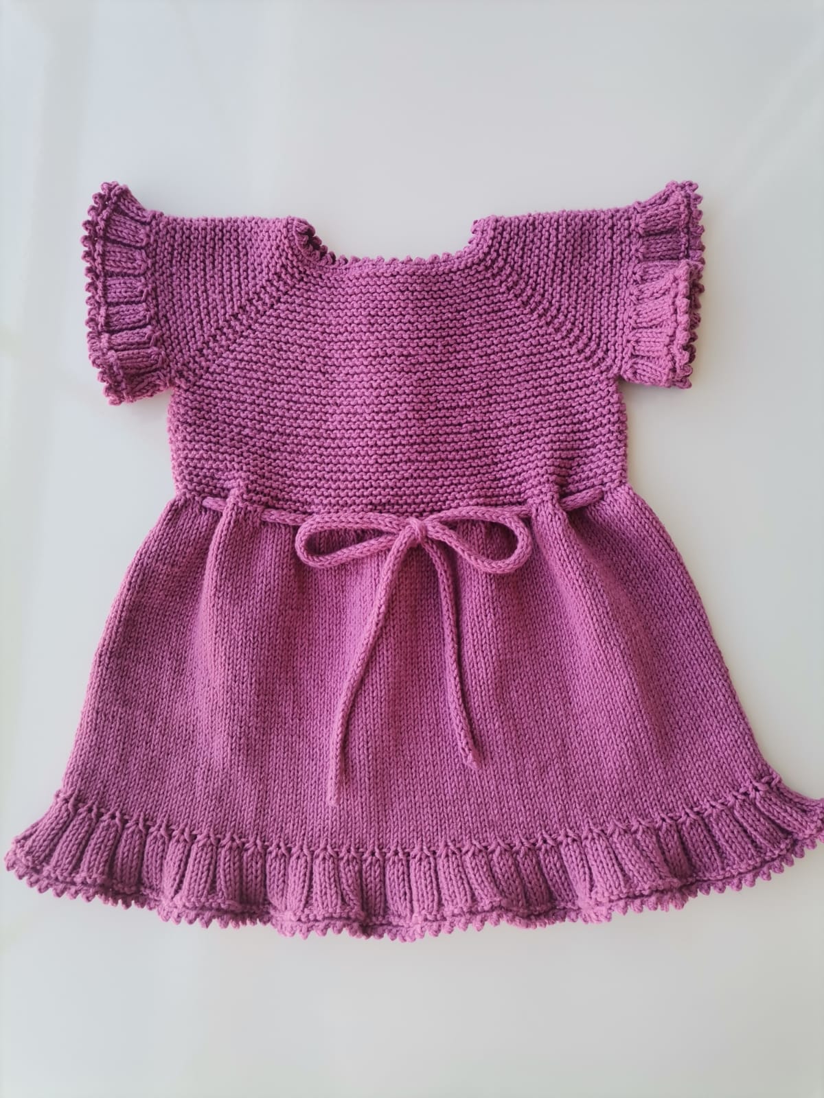 Firfirli pembe bebek elbisesi kiz bebek el orgusu