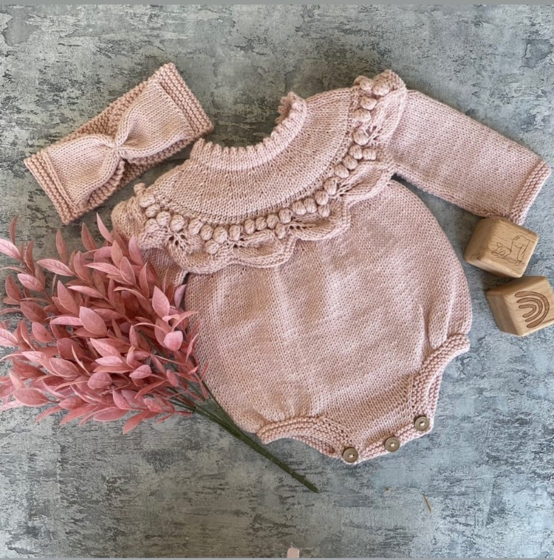 Pembe ponponlu bebek romper bandana seti kız bebek özel gün