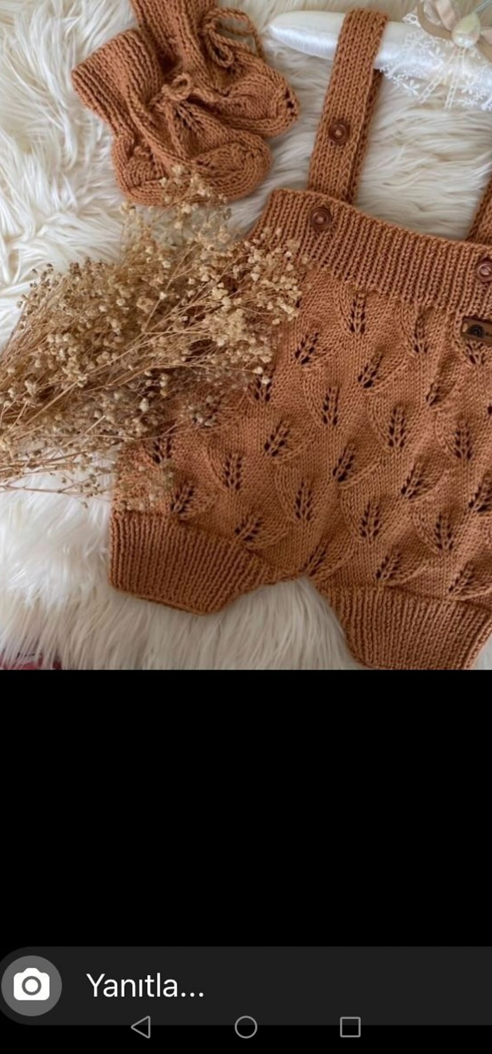 Tarçın rengi yaprak desenli bebek romper patik seti sonbahar